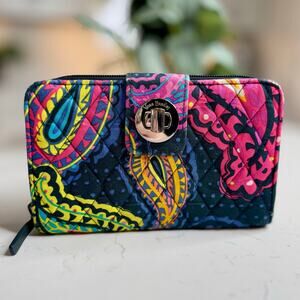 Vera Bradley | Retired Twilight Paisley Turnlock Ziparound Wallet